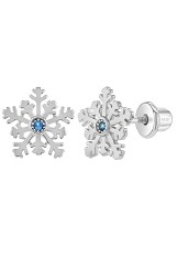 entrancing cz winter snowflake sterling silver baby earrings